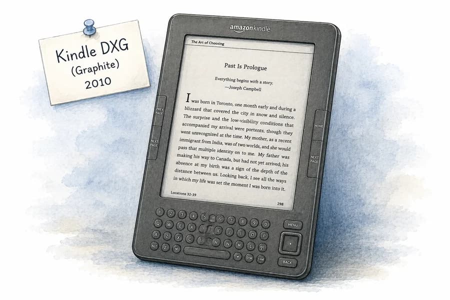 Kindle DXG 電子紙閱讀器水彩插圖